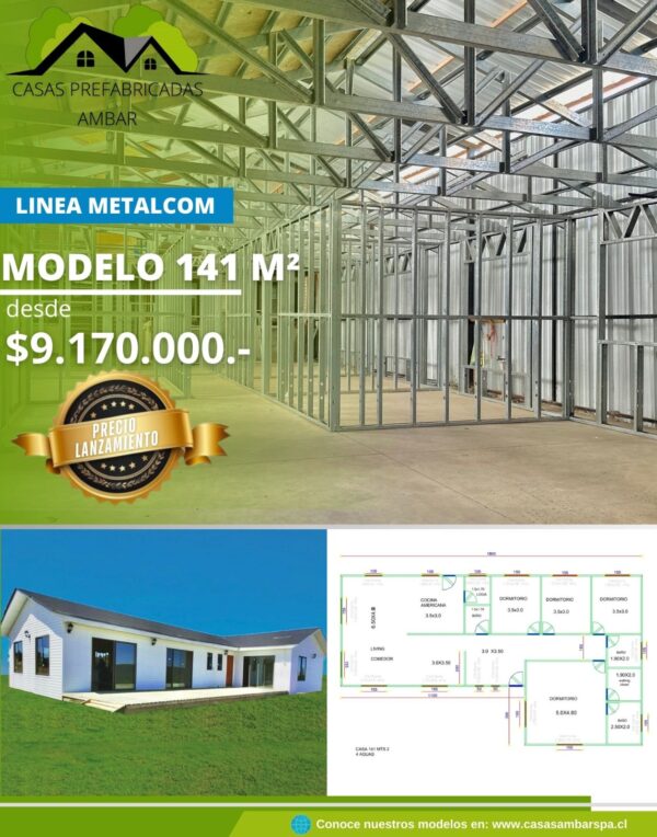 Casa 141m² 4 aguas (Metalcom)