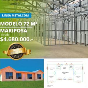 Casa 72m² 6 aguas Mariposa (Metalcom)