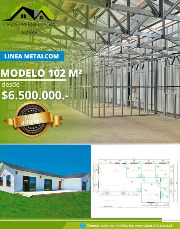 Casa 102m² 4 aguas (Metalcom)